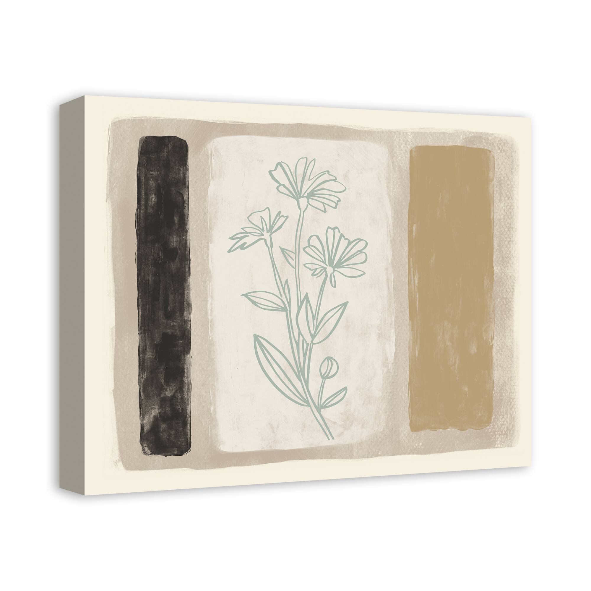 Cream Abstract Floral Canvas Wall Art